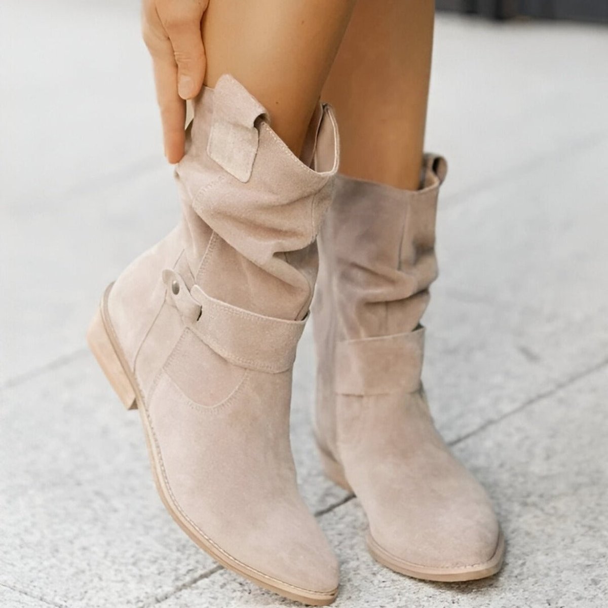 Willow Women's Faux Suede Block Heel Mid Calf Boots, view 6