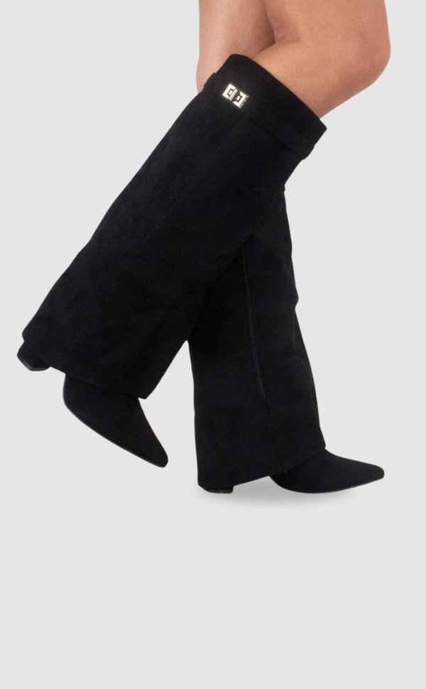 Harriet Women's Suede Gold Tone Hardware Knee High Boots, view 1