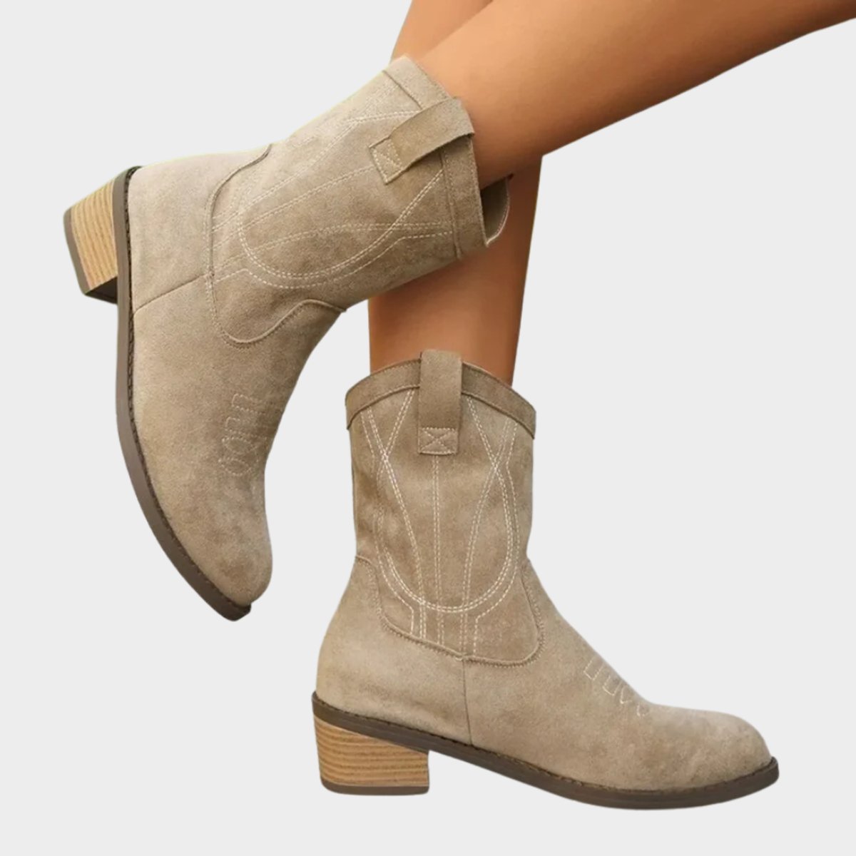 Nora Women's Suede Finish Topstitched Western Boots, view 4