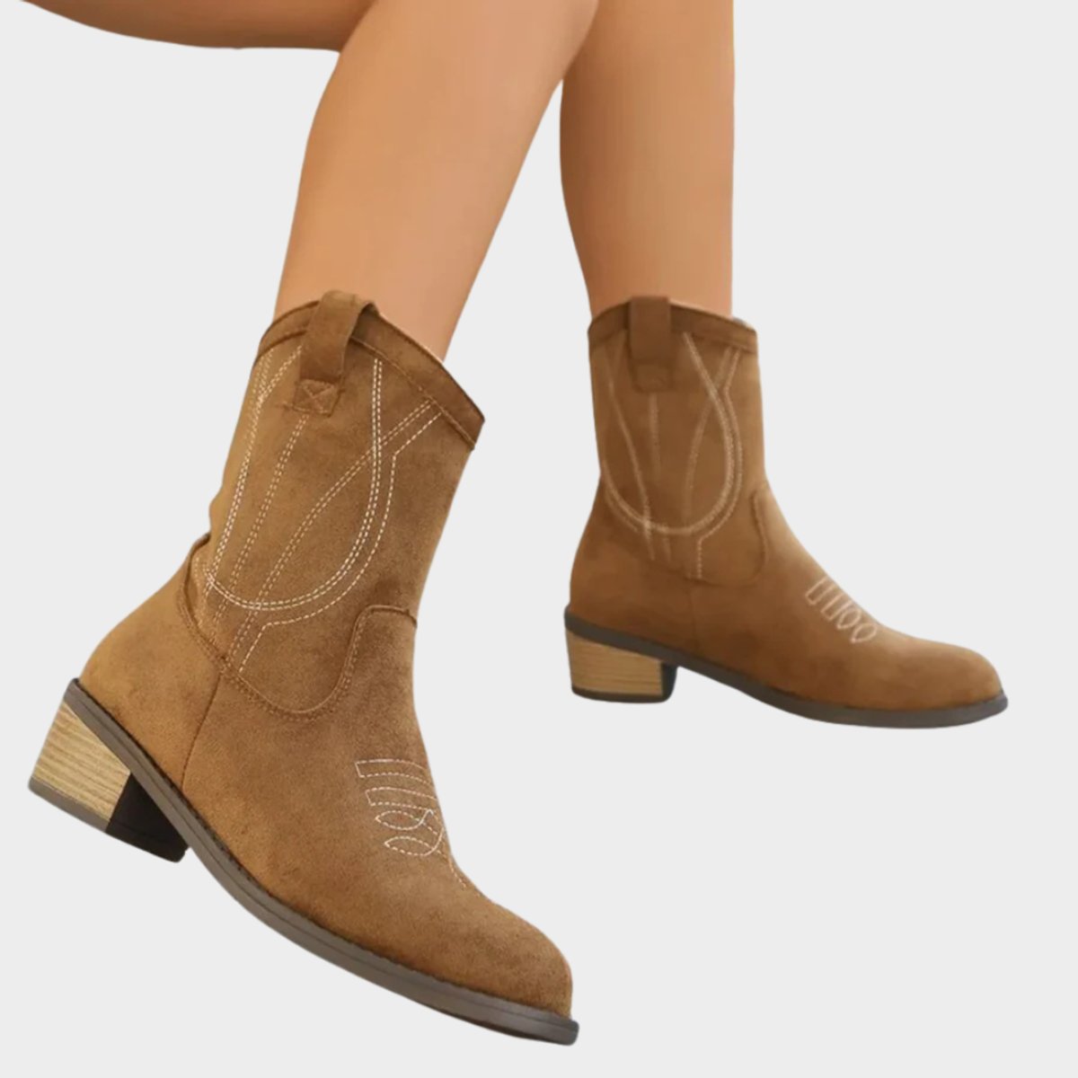 Nora Women's Suede Finish Topstitched Western Boots, view 5