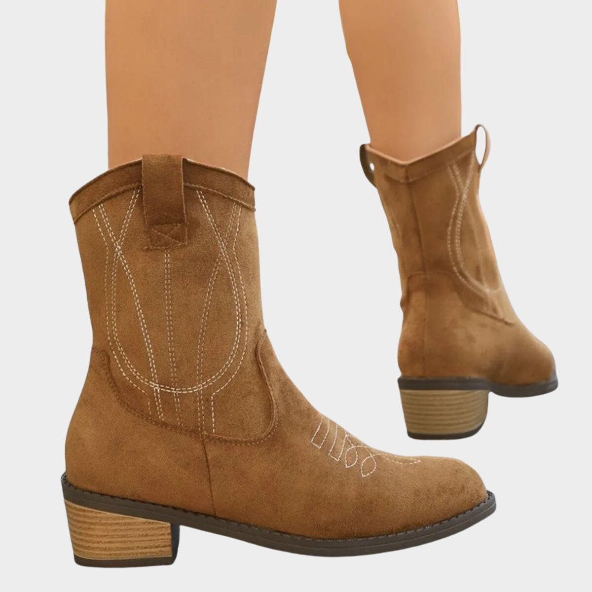 Nora Women's Suede Finish Topstitched Western Boots, view 6