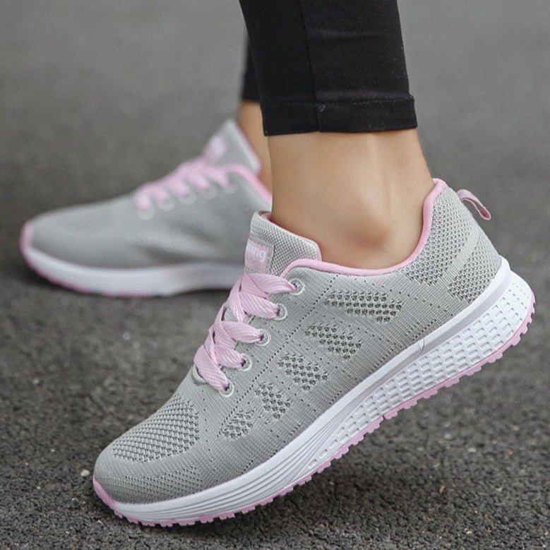 Harriet Women's Wide Fit Lace Up Mesh Knit Trainers, view 10
