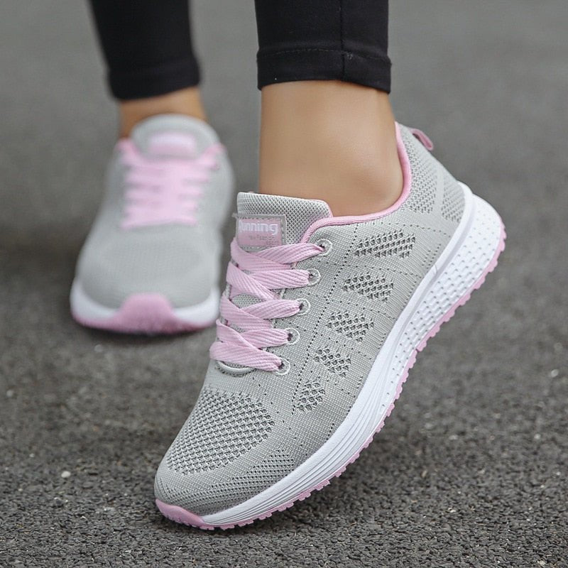 Harriet Women's Wide Fit Lace Up Mesh Knit Trainers, view 14