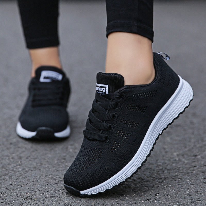 Harriet Women's Wide Fit Lace Up Mesh Knit Trainers, view 4