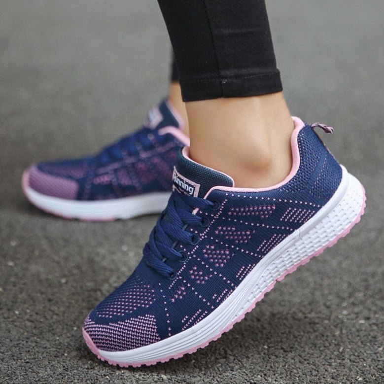 Harriet Women's Wide Fit Lace Up Mesh Knit Trainers, view 8