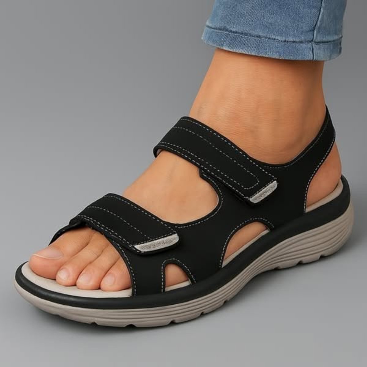 Wren Women's Adjustable Strap Open Toe Padded Footbed Sandals, view 3