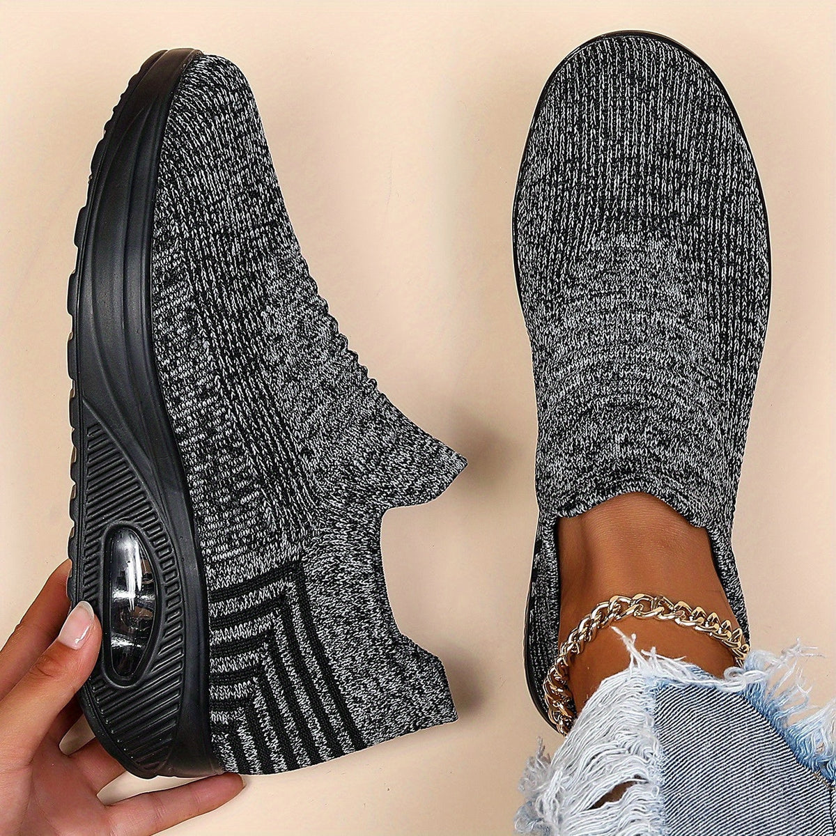 Eliza Women's Knit Slip On Trainers, view 1
