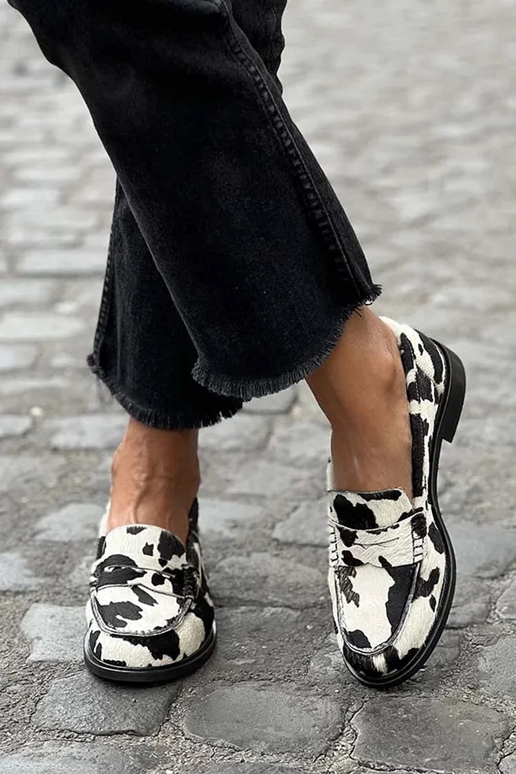 Veerle Women's Cow Print Loafers, view 1