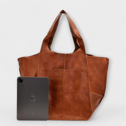 Zayna Women's Oversized PU Leather Shoulder Bag, view 16