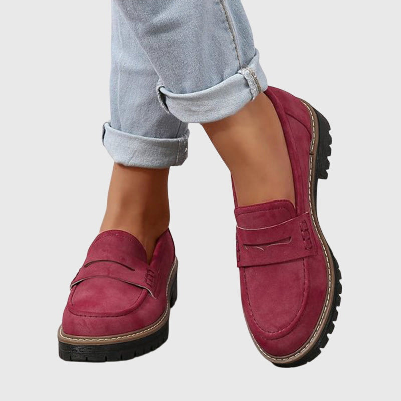 Destiny Women's Suede Finish Slip On Loafers, view 4