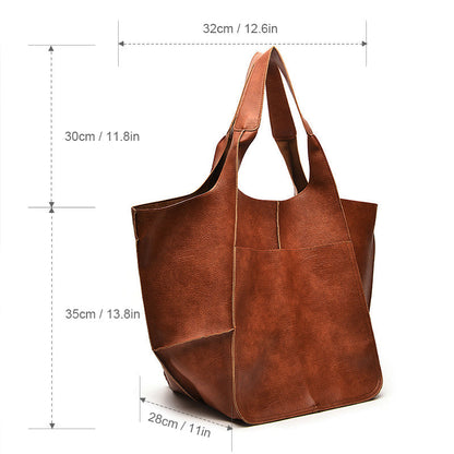 Zayna Women's Oversized PU Leather Shoulder Bag, view 17