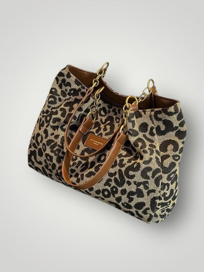 Leonara Women's Leopard Print Open Top Tote Bag, view 6