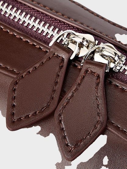Luzia Women's Leather Double Zip Shoulder Bag, view 8