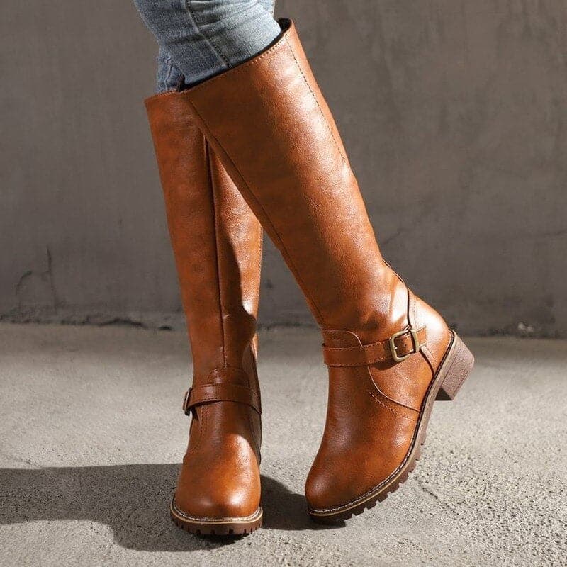 Beatrice Women's Buckle Strap Knee High Boots, view 1