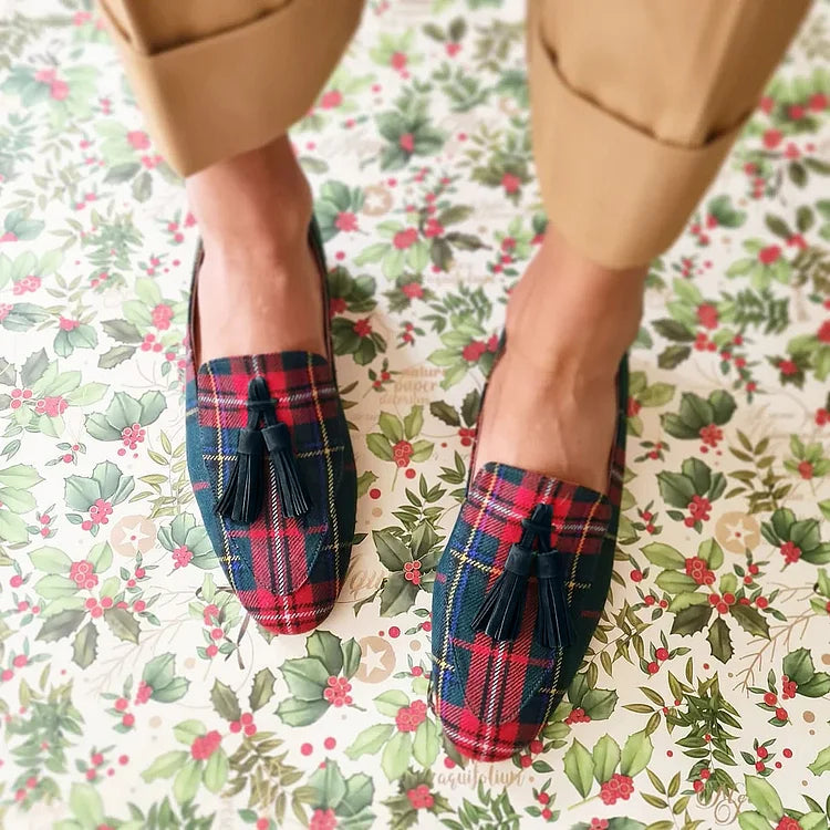 Alana Women's Tartan Fringe Loafers, view 1