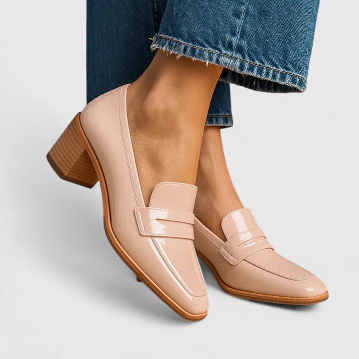 Mykzelle Women's Glossy Square Toe Slip On Loafers, view 1