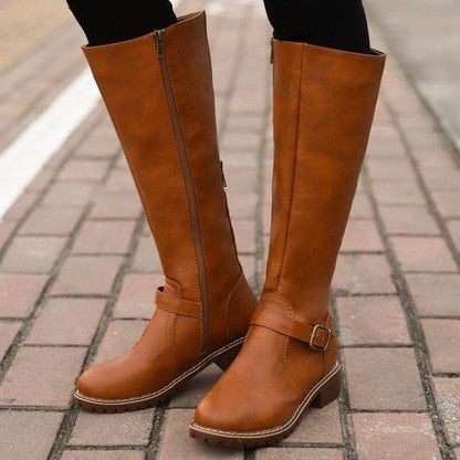 Beatrice Women's Buckle Strap Knee High Boots, view 3