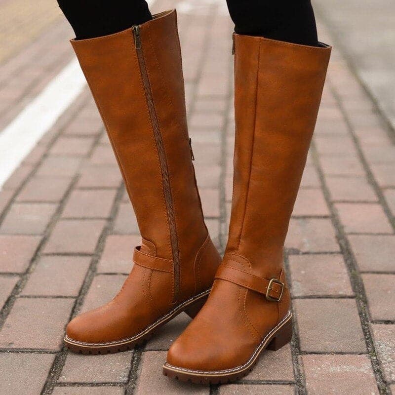 Beatrice Women's Buckle Strap Knee High Boots, view 3
