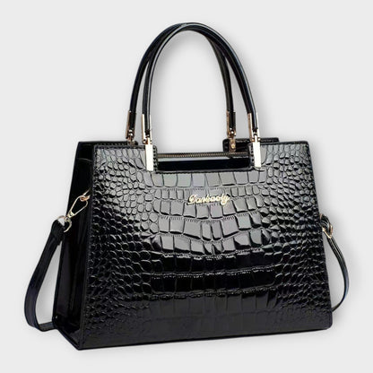 Erain Women's Glossy Crocodile Look Handbag, view 1