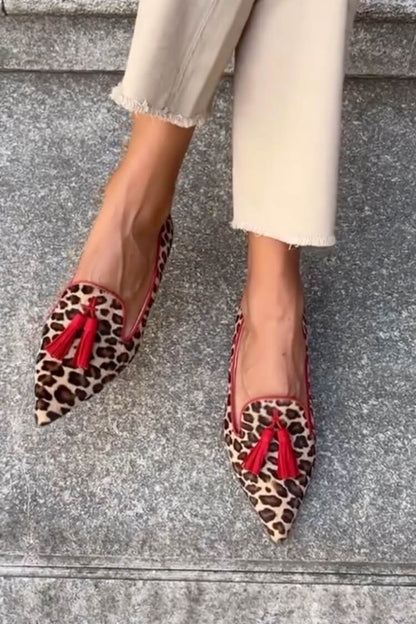 Daphne Women's Leopard Print Tassel Loafers, view 3