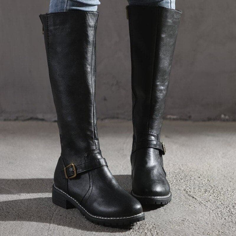 Beatrice Women's Buckle Strap Knee High Boots, view 2