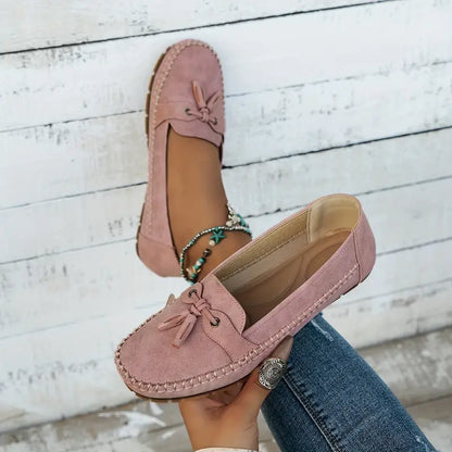 Lisa Women's Slip On Bow Detail Flat Shoes, view 11