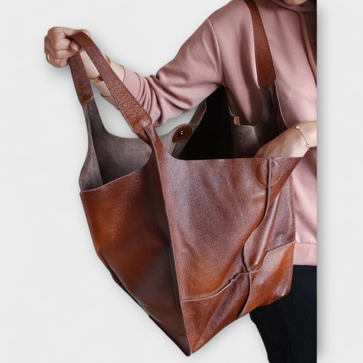 Zayna Women's Oversized PU Leather Shoulder Bag, view 19