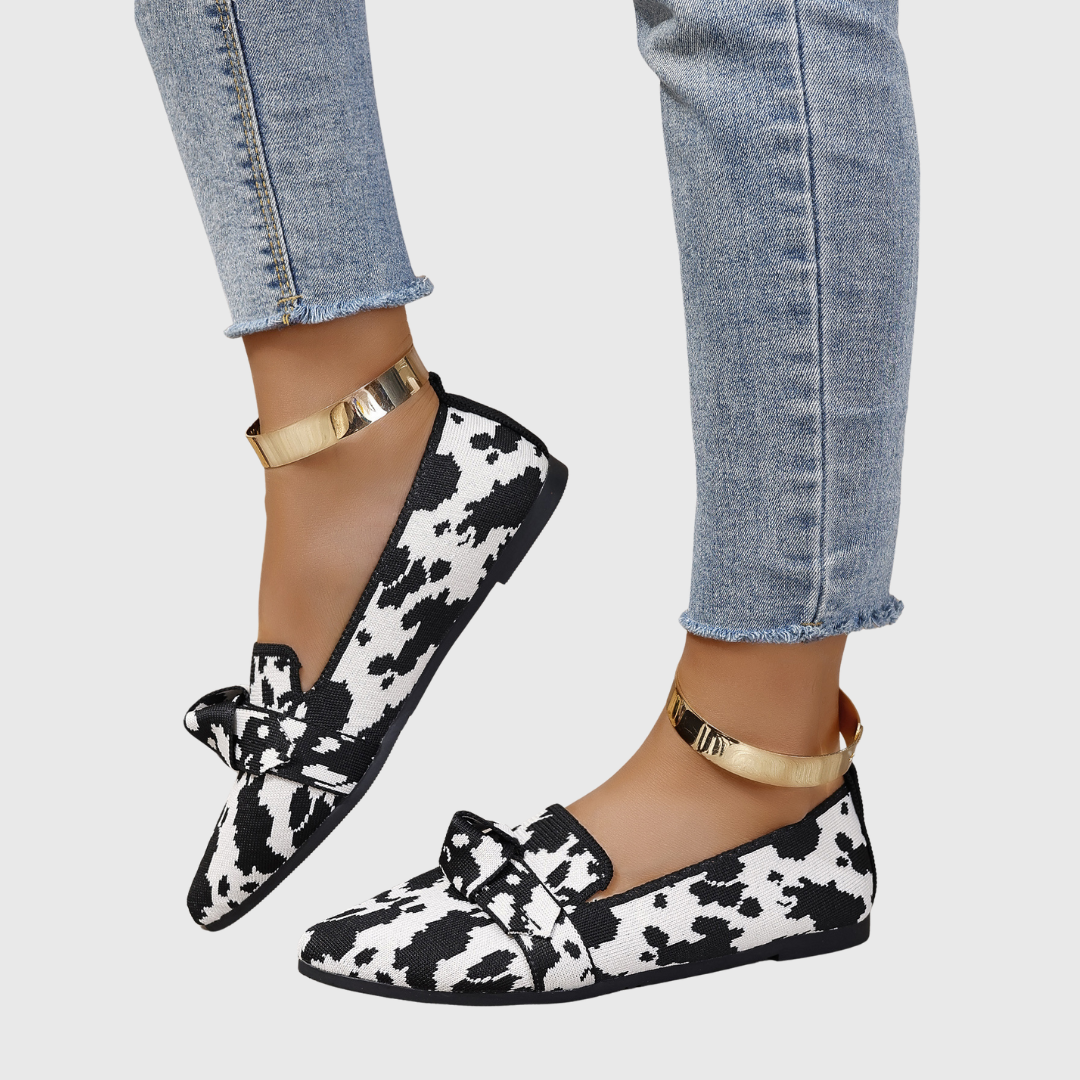 Mabel Women's Dalmatian Print Knotted Loafers, view 2
