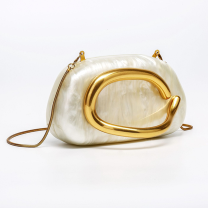 Jen Women's Pearlescent Gold Detail Acrylic Handbag, view 4