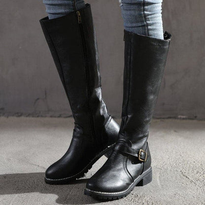 Beatrice Women's Buckle Strap Knee High Boots, view 4
