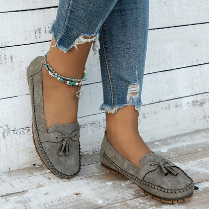 Lisa Women's Slip On Bow Detail Flat Shoes, view 5