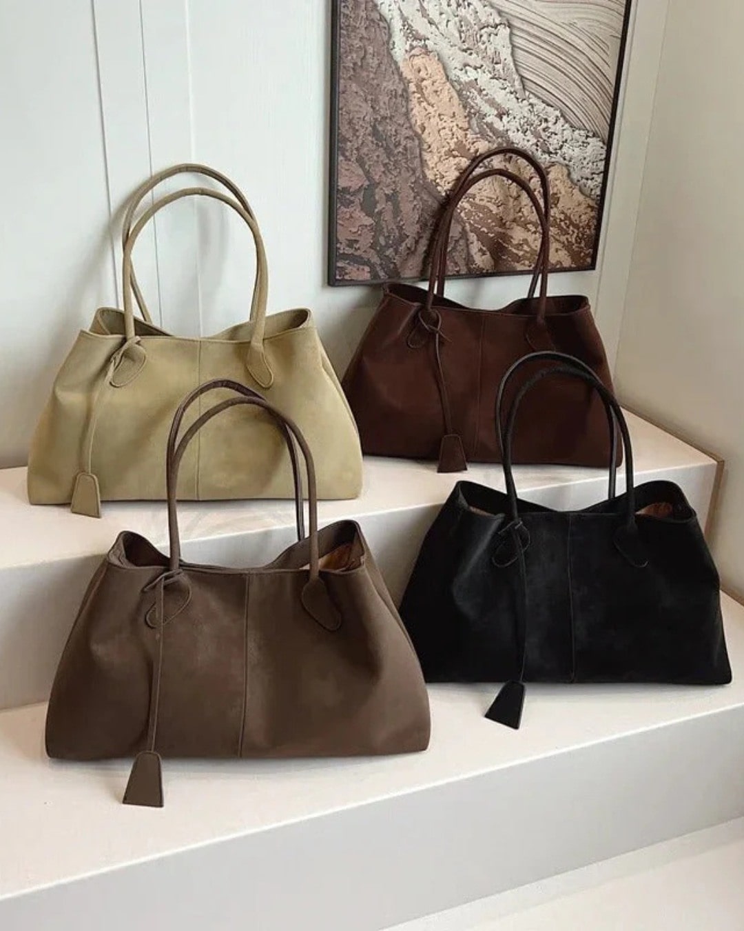 Mara Women's Suede Look Faux Leather Tote Bag, view 11