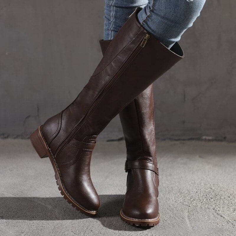 Beatrice Women's Buckle Strap Knee High Boots, view 5