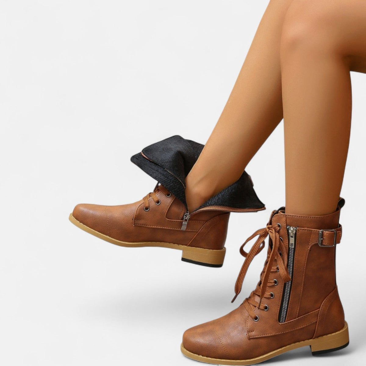 Marisol Women's Leather Look Leather Ankle Boots, view 5