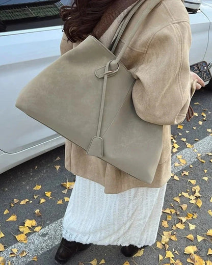 Mara Women's Suede Look Faux Leather Tote Bag, view 5