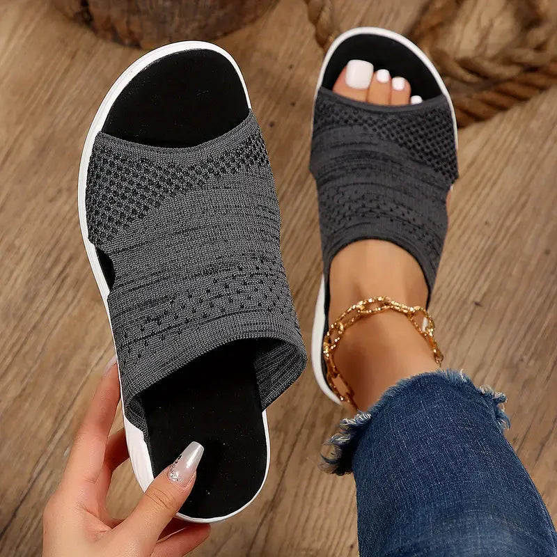 Kitty Women's Textured Strap Slip On Slide Sandals, view 5