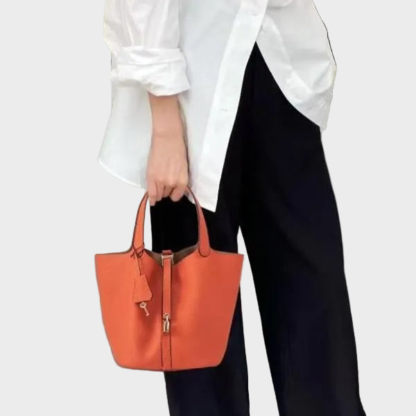 Kate Women's Pebbled Texture Lock Detail Handbag, view 12