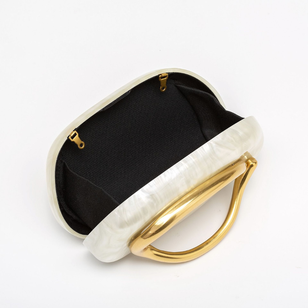 Jen Women's Pearlescent Gold Detail Acrylic Handbag, view 6