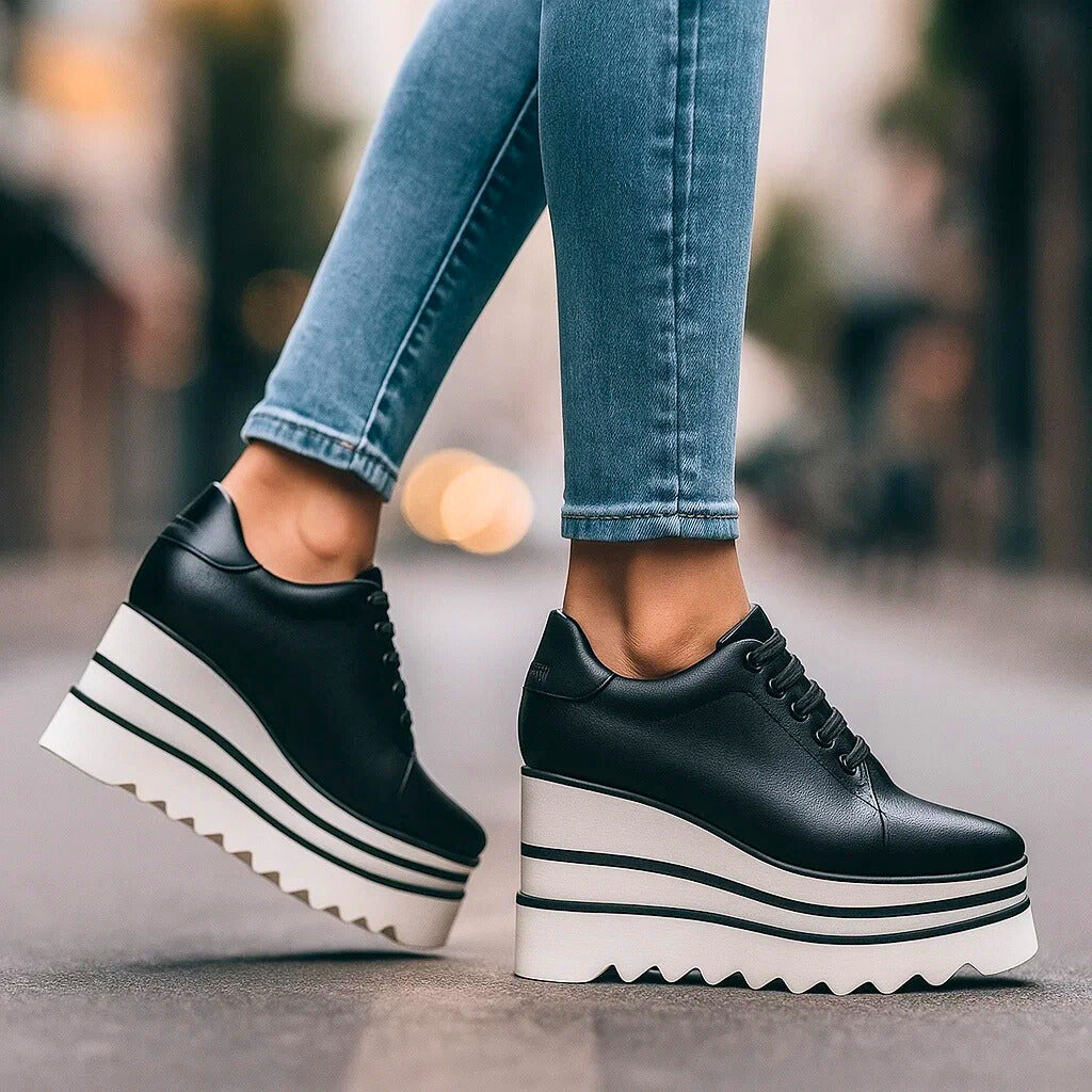 Sylvie Women's Dual Stripe Platform Trainers, view 13