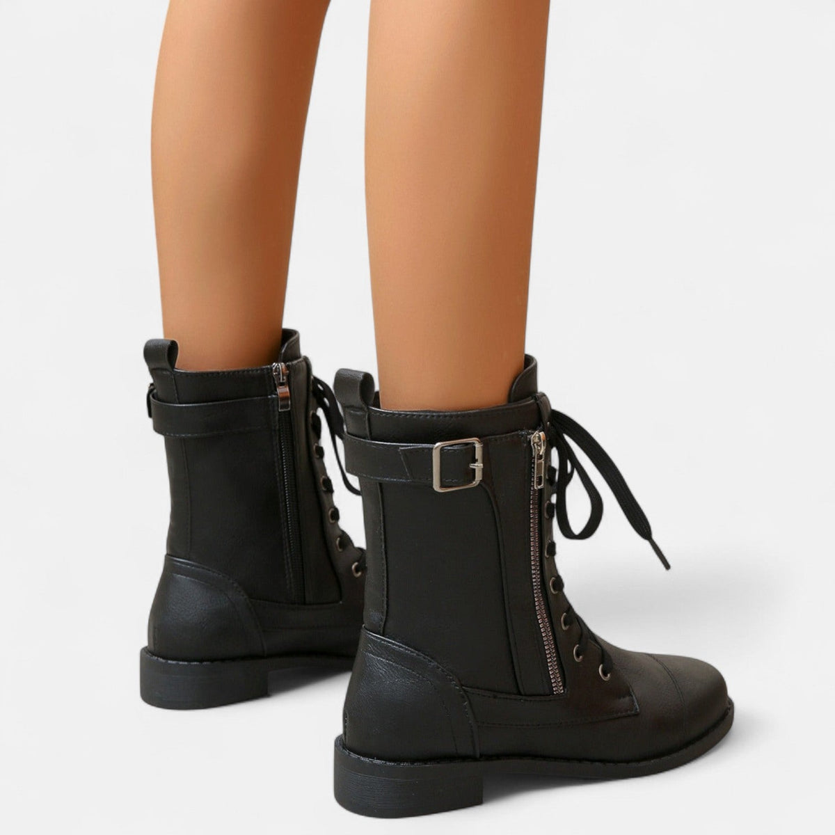 Marisol Women's Leather Look Leather Ankle Boots, view 3