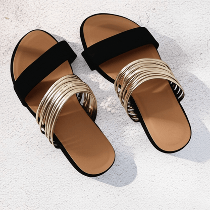 Beatrice Women's Open Toe Double Strap Flat Shoes, view 9