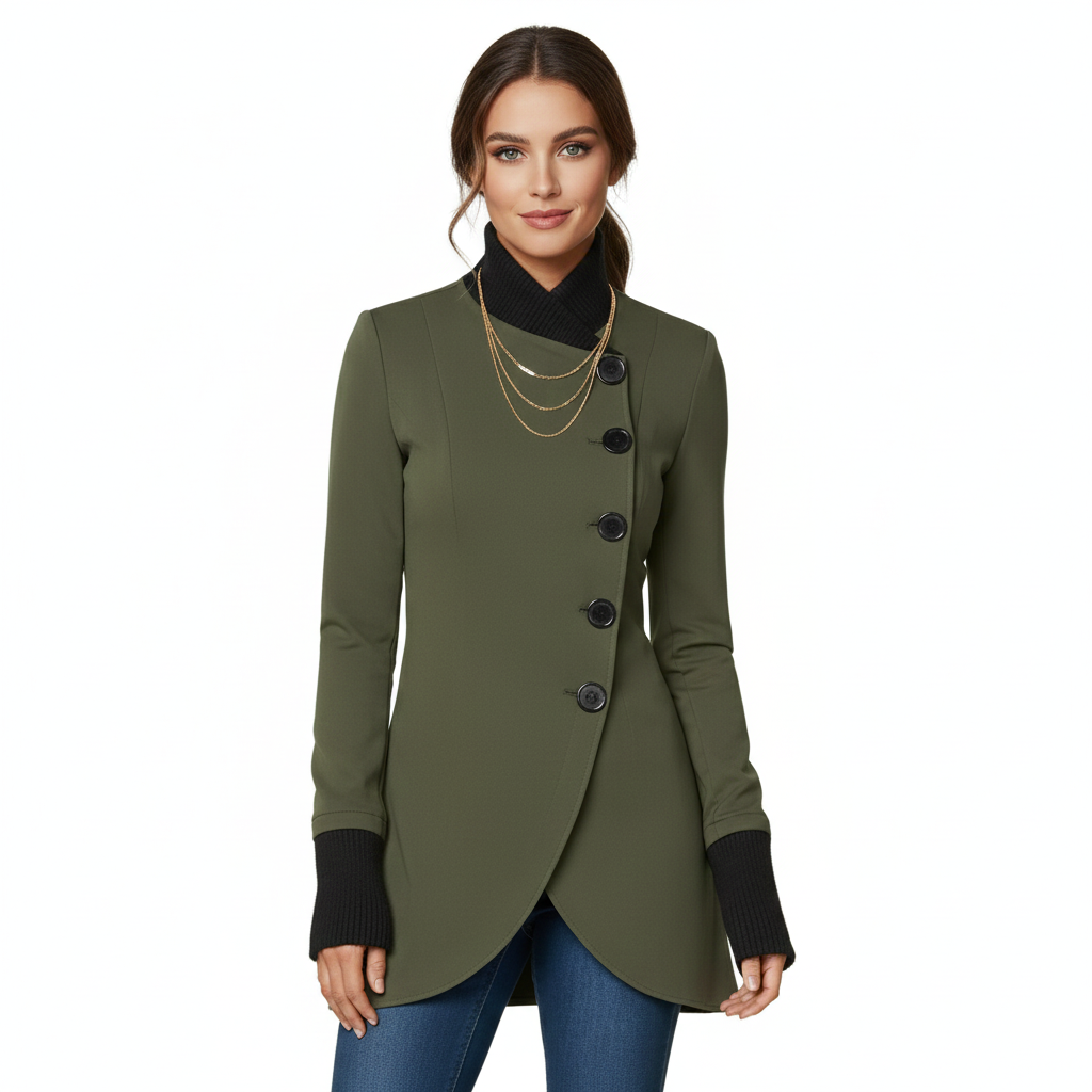 Women's Winter Coat with Asymmetrical Design and Warmth