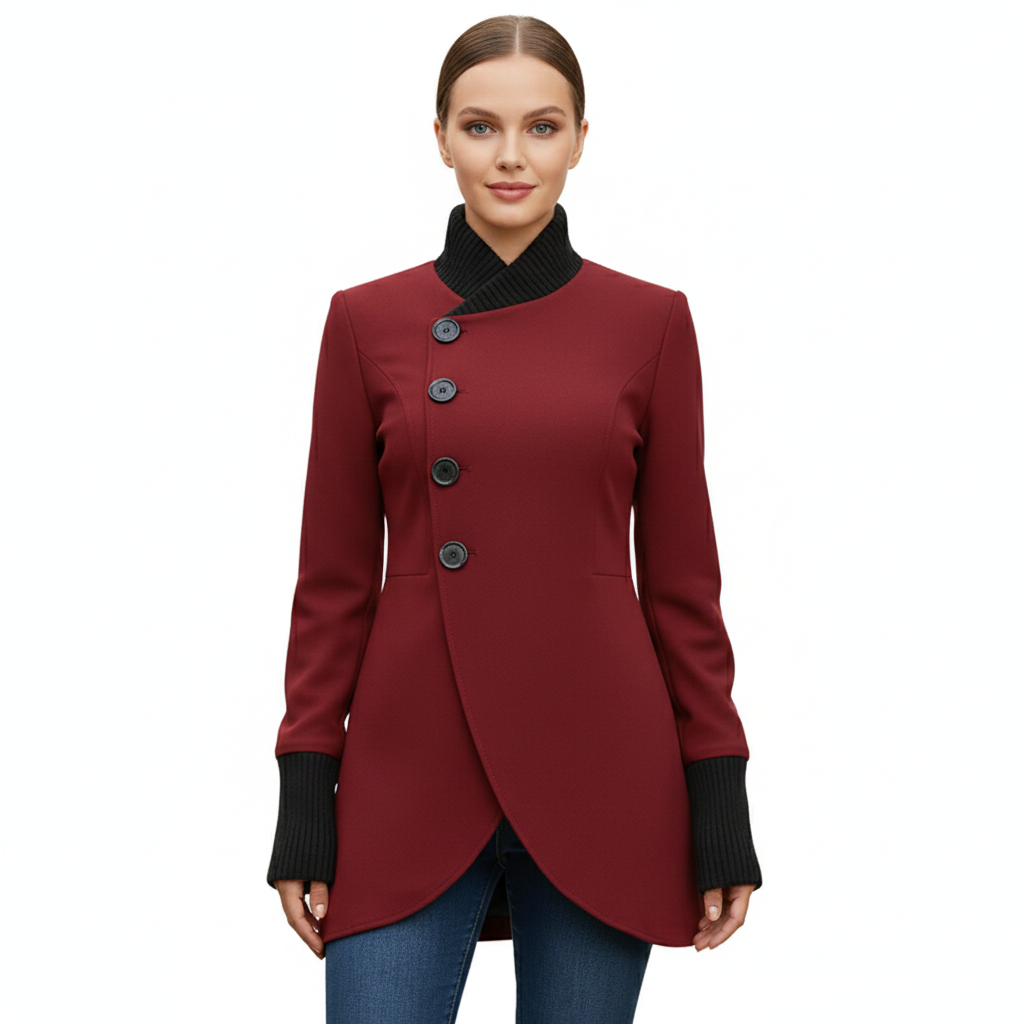 Women's Winter Coat with Asymmetrical Design and Warmth