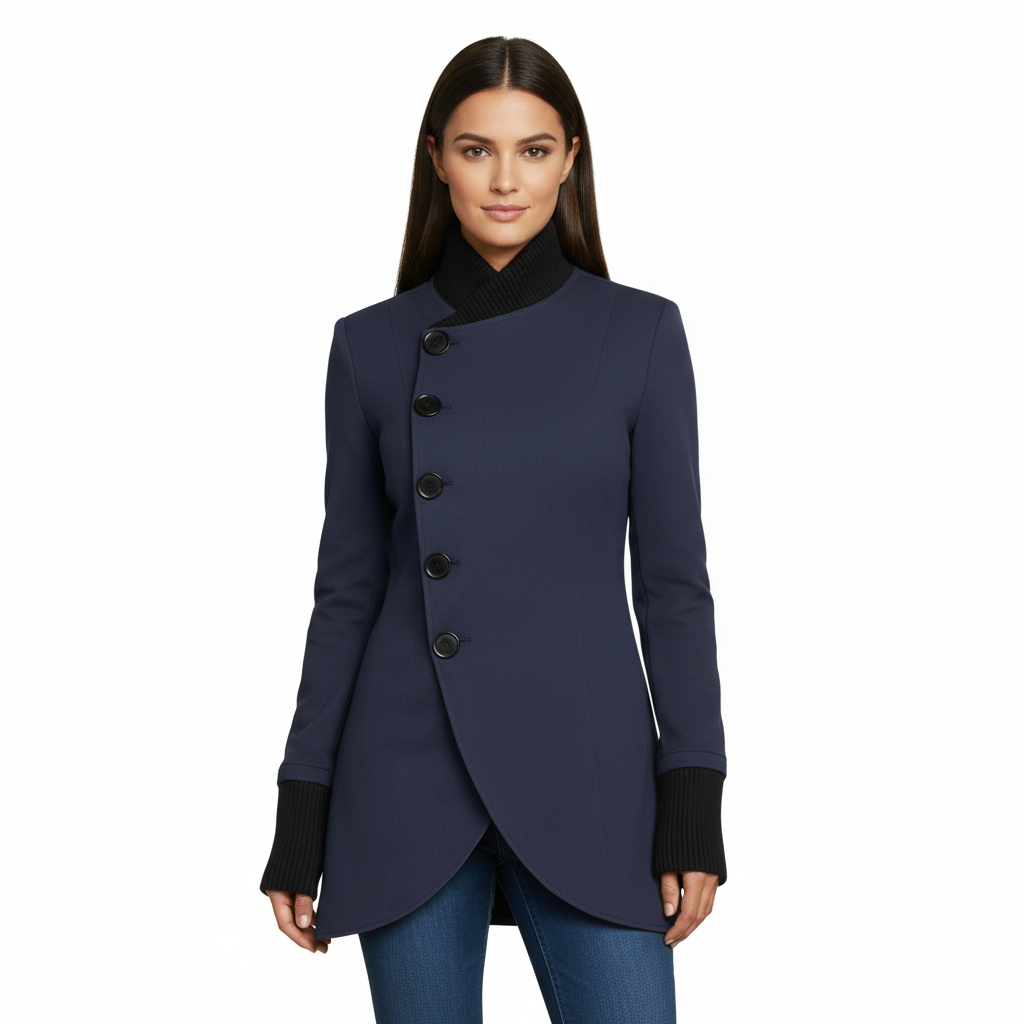 Women's Winter Coat with Asymmetrical Design and Warmth