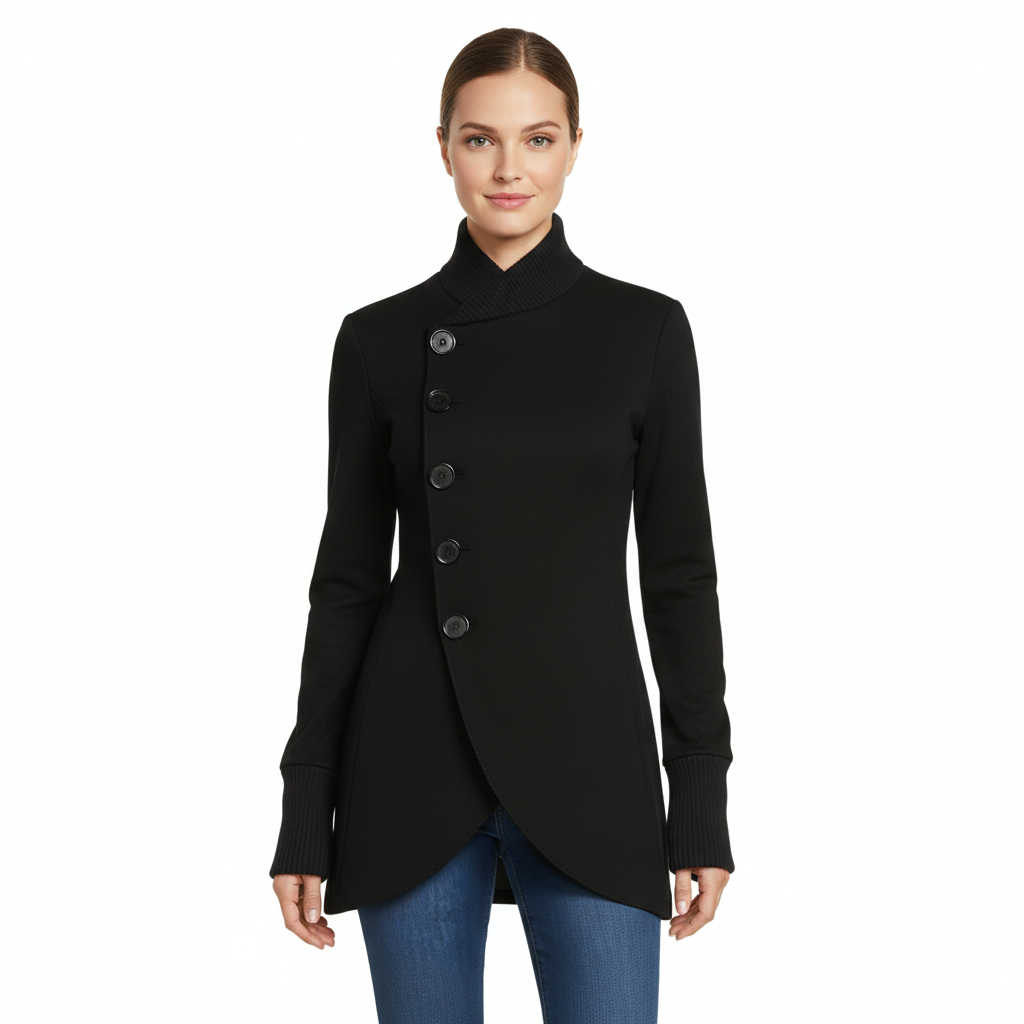 Women's Winter Coat with Asymmetrical Design and Warmth