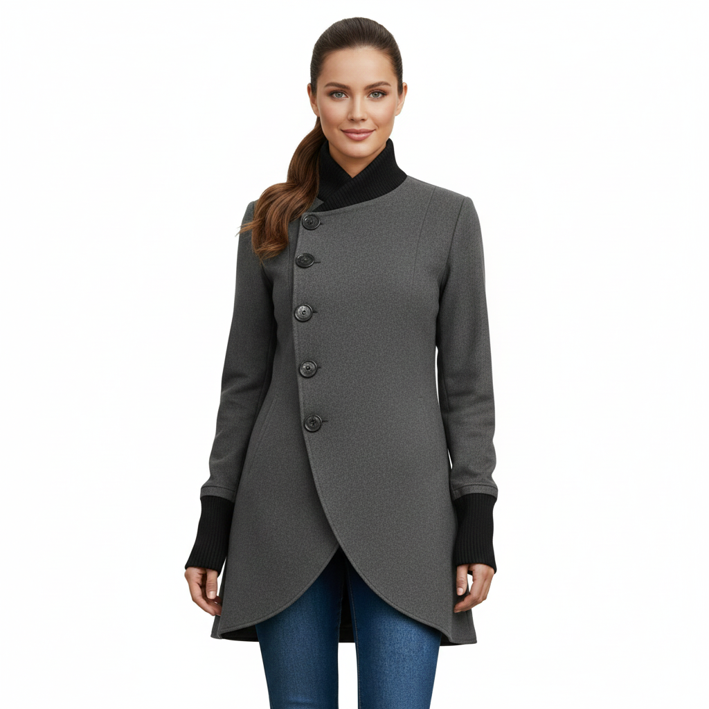Women's Winter Coat with Asymmetrical Design and Warmth