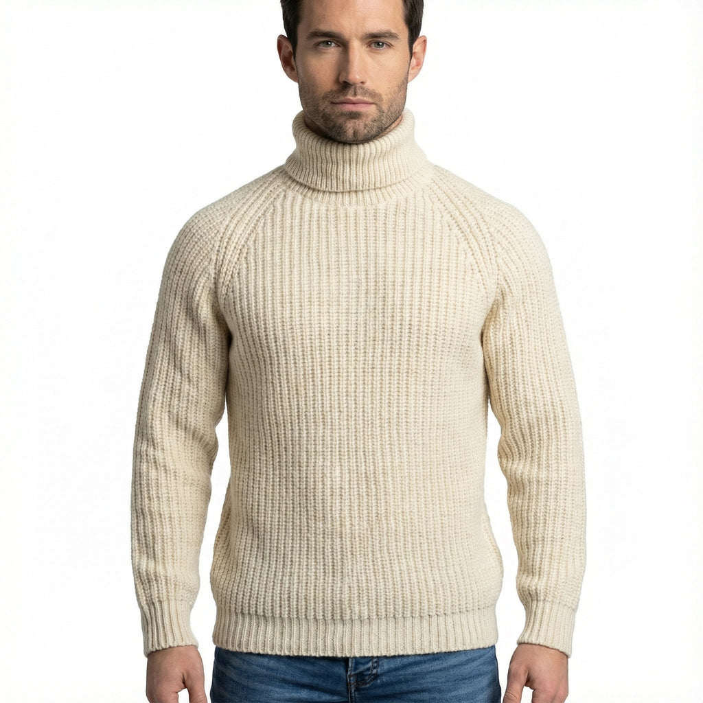 Men's Sweater with Turtleneck and Loose Fit
