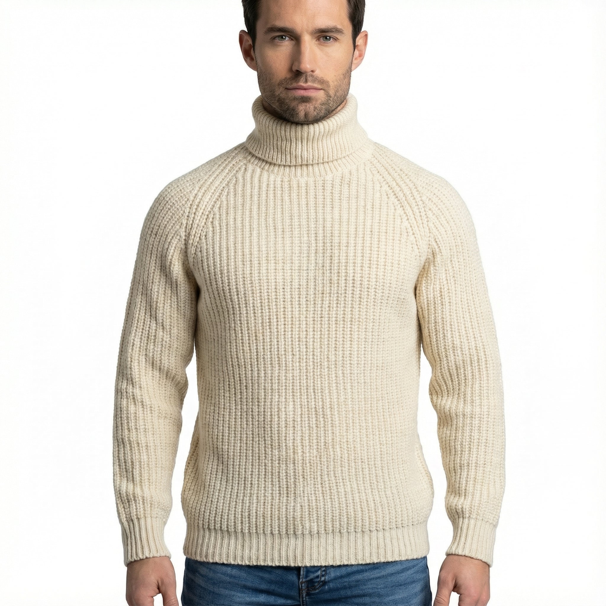 Men's Sweater with Turtleneck and Loose Fit