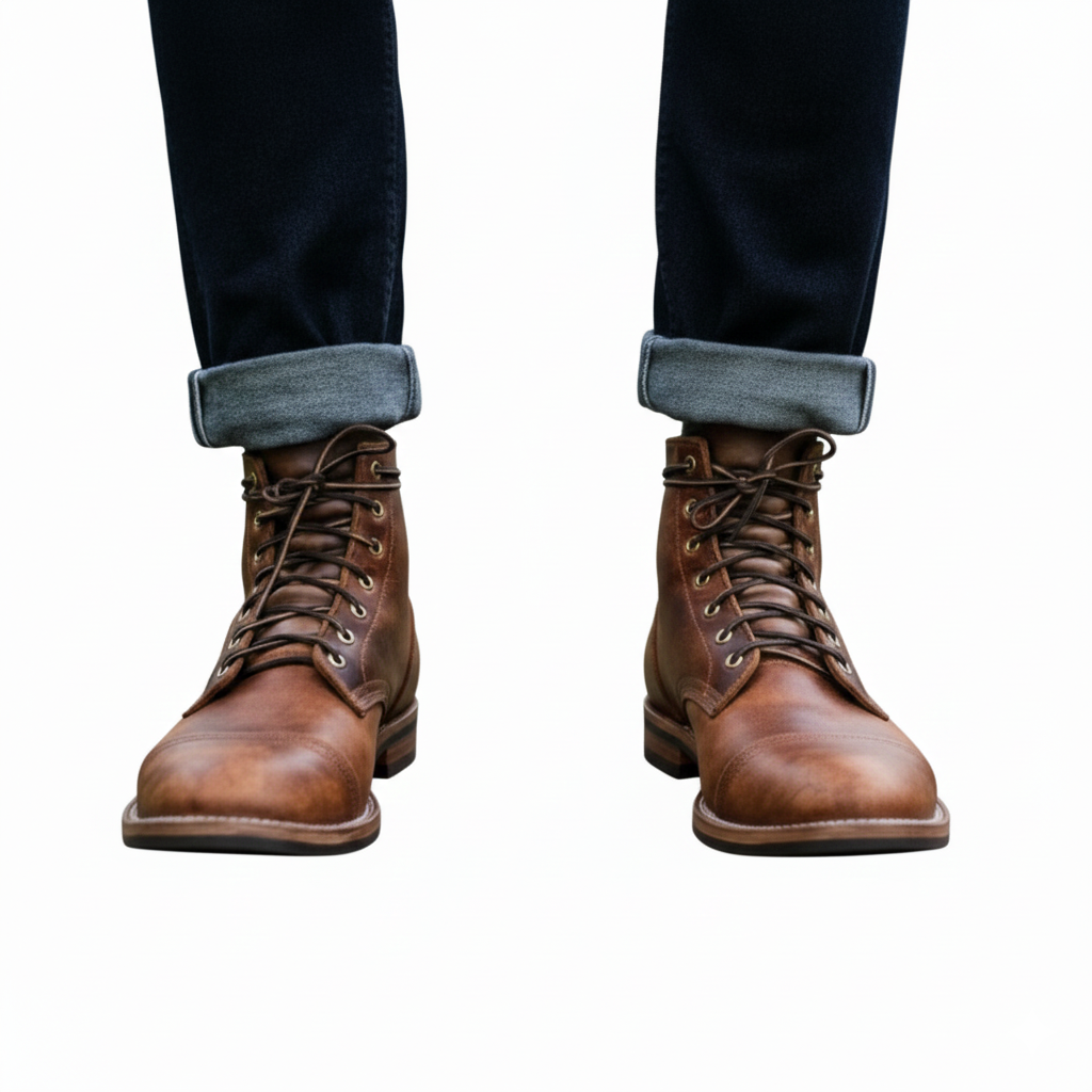 Men's Shoes with Vintage Leather and Durable Style