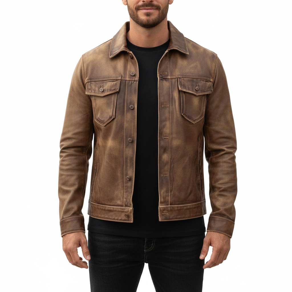 Men's Vintage Leather Jacket with Timeless Style